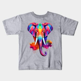 Geometric Elephant Splash Art Kids T-Shirt